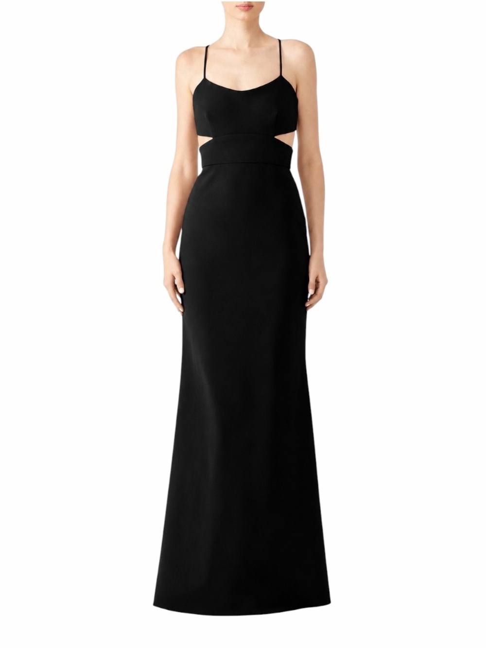 JILL JILL STUART Black Cutout Maxi Gown Spaghetti Strap Formal Dress 6